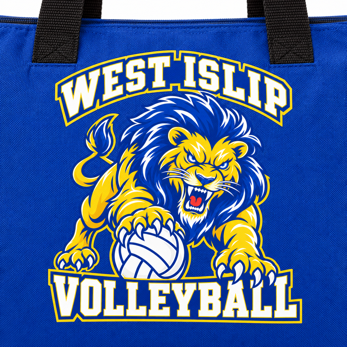 West Islip Volleyball Fierce Lion Essential Zippered Tote — True Royal, detail view