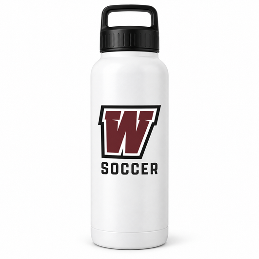 Walt Whitman Soccer W Crest Water Bottle in White