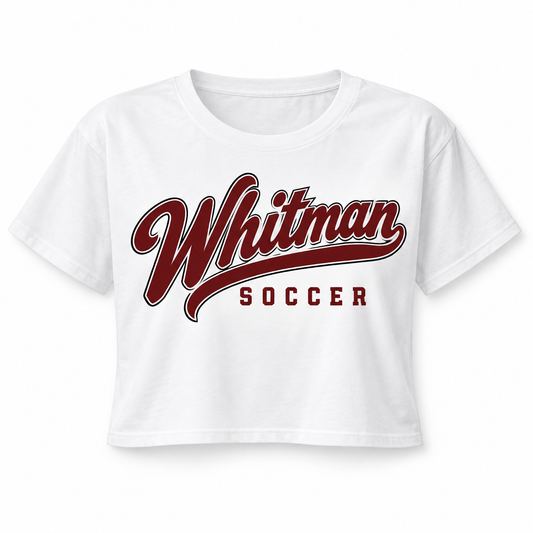Walt Whitman Soccer Heritage Script Crop T-Shirt in White