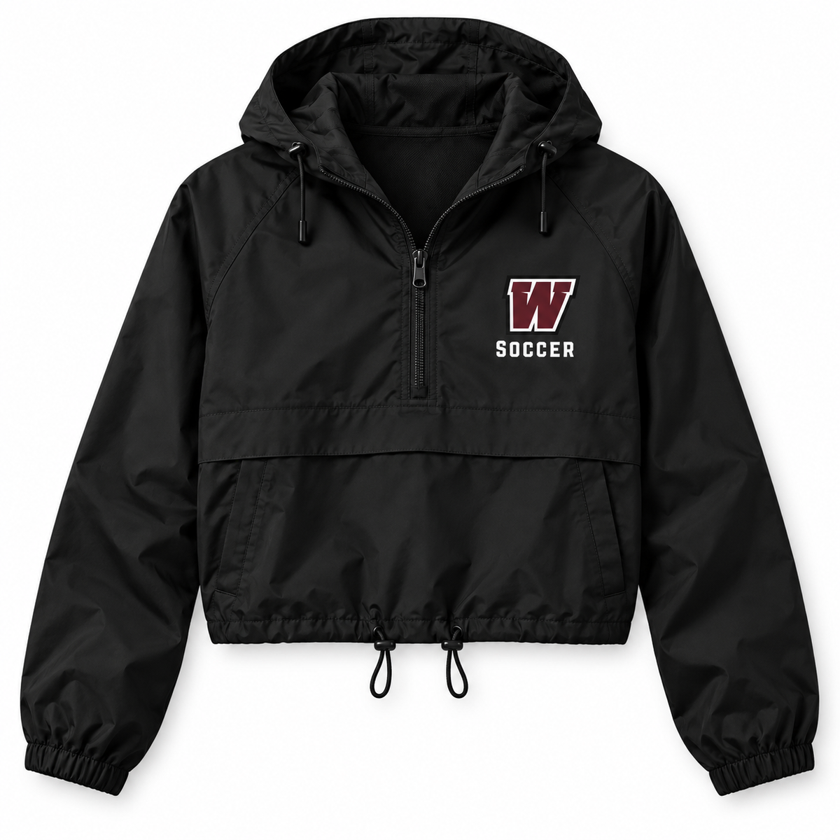 Walt Whitman Soccer W Crest Crop Windbreaker in Black