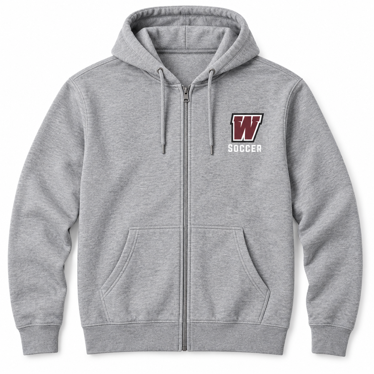 Walt Whitman Soccer W Crest Full-Zip Hoodie in Sport Gray