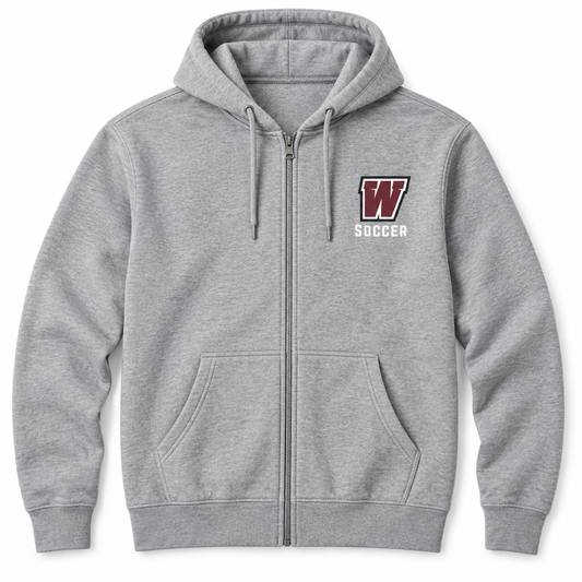 Walt Whitman Soccer W Crest Full-Zip Hoodie in Sport Gray