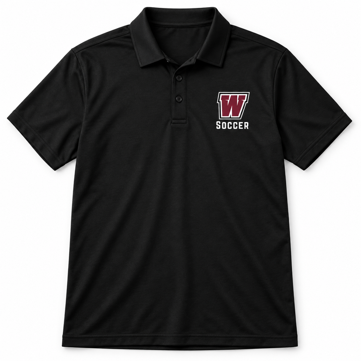 Walt Whitman Soccer W Crest Coaches Polo in Black