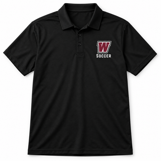 Walt Whitman Soccer W Crest Coaches Polo in Black