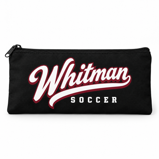 Walt Whitman Soccer Heritage Script Zipper Pouch in Black