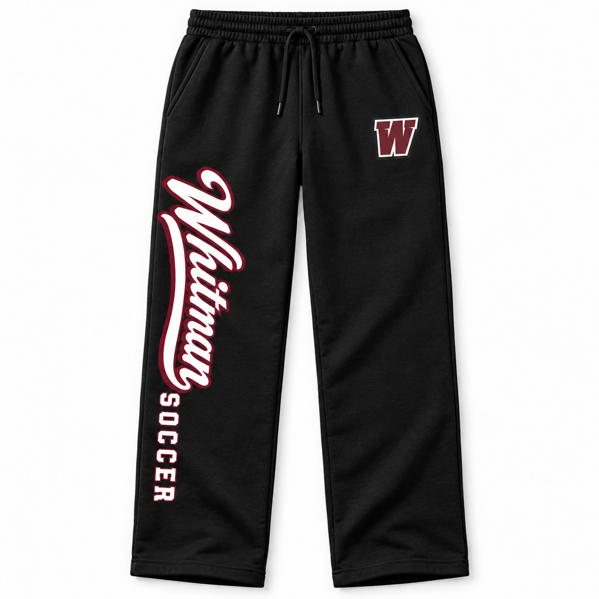 Walt Whitman Soccer Heritage Script Open-Hem Sweatpants in Black