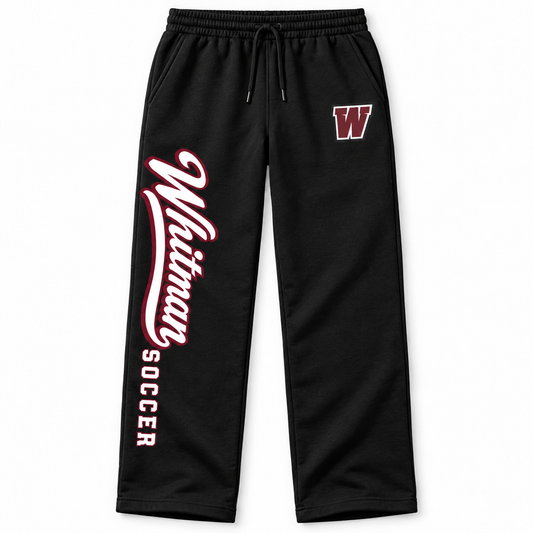 Walt Whitman Soccer Heritage Script Open-Hem Sweatpants in Black