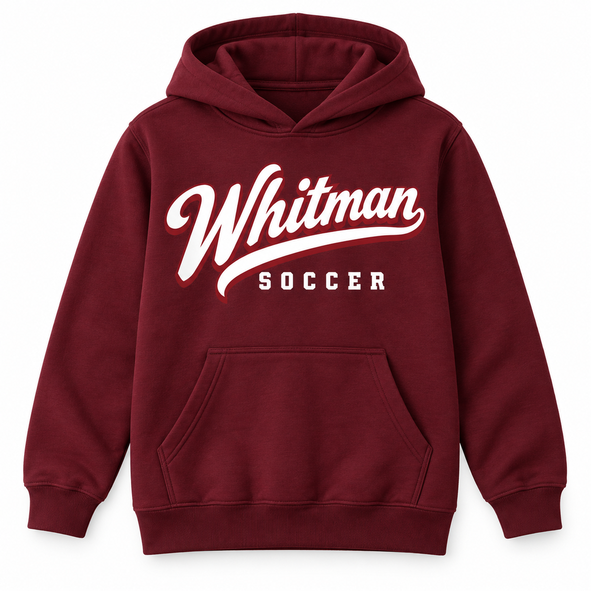 Walt Whitman Soccer Youth Heritage Script Hoodie in Maroon