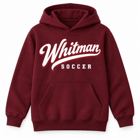 Walt Whitman Soccer Youth Heritage Script Hoodie in Maroon