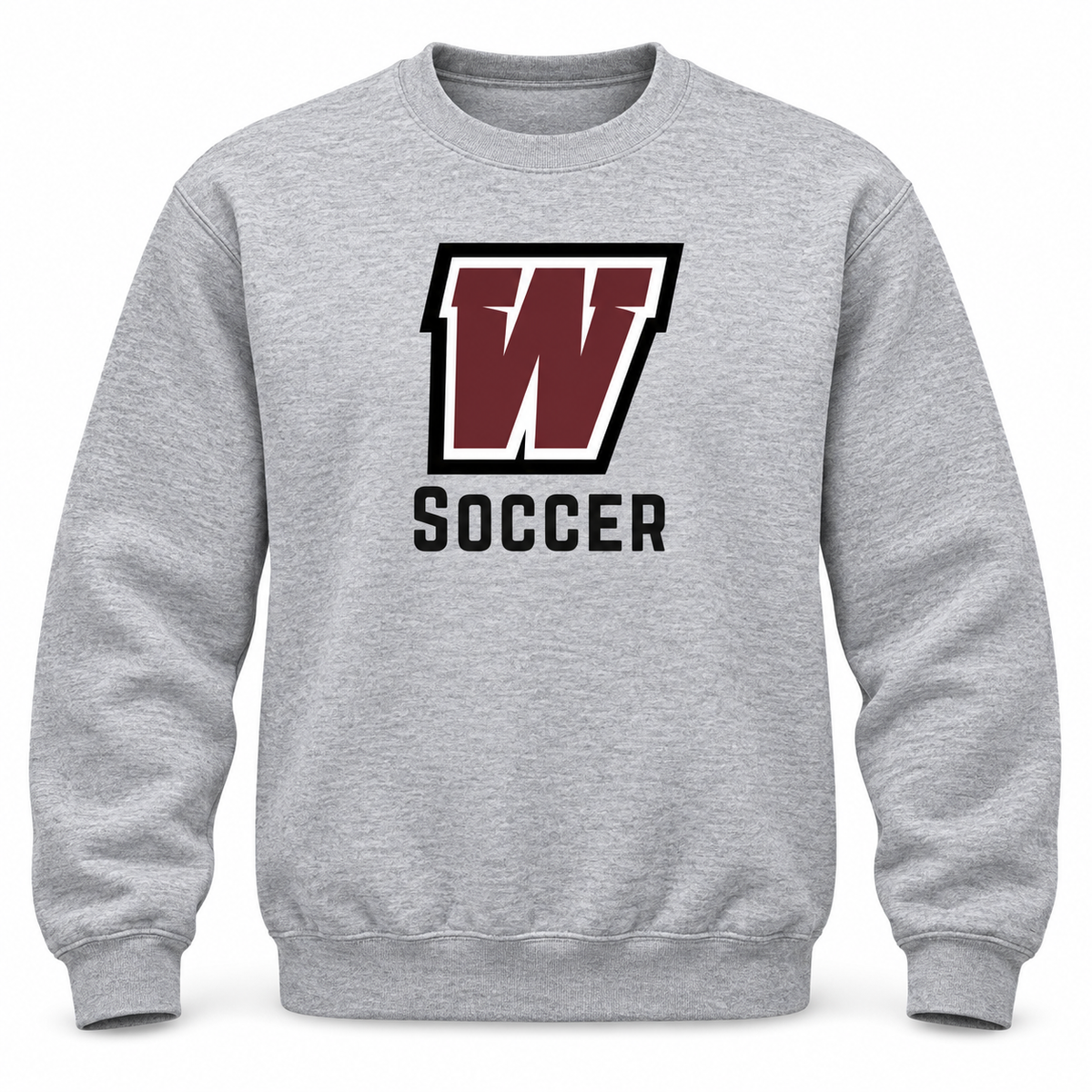 Walt Whitman Boys Soccer W Crest Crewneck Sweatshirt, Heather Gray