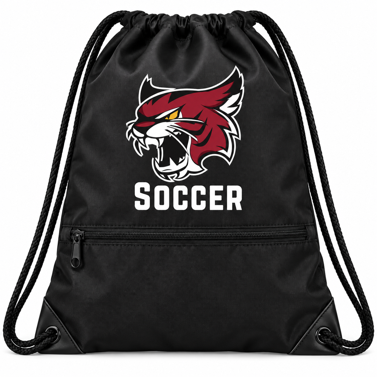 Walt Whitman Boys Soccer Wildcat Zip Drawstring Bag, Black