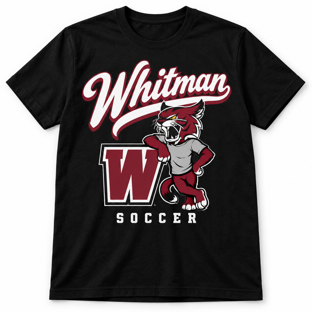 Walt Whitman Boys Soccer Heritage Wildcat Script T-Shirt, Black