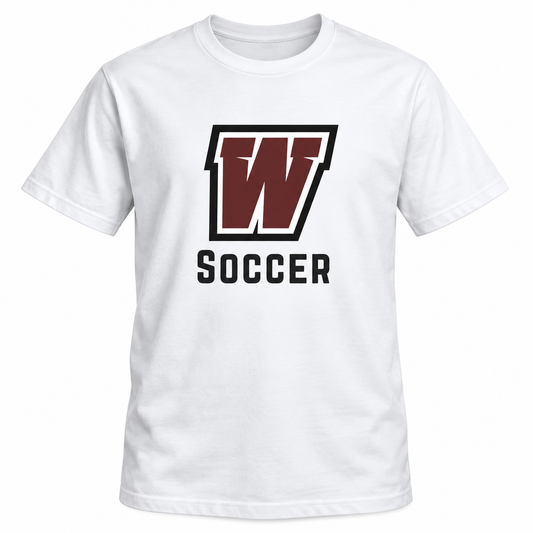 Walt Whitman Boys Soccer W Crest Cotton T-Shirt, White
