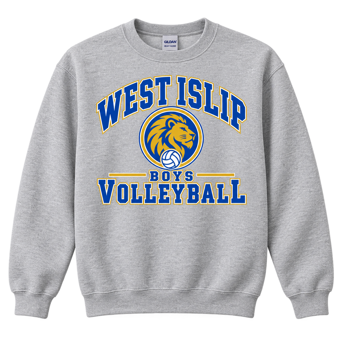 West Islip Boys Volleyball Varsity Crest Crewneck Sweatshirt in Sport Gray