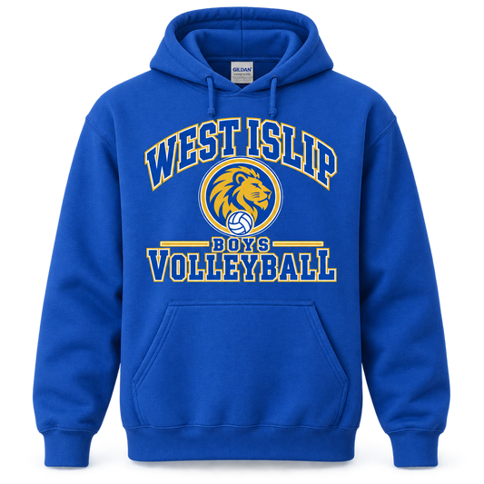 West Islip Boys Volleyball Varsity Crest Pullover Hoodie in Royal Blue