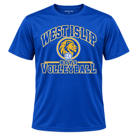 West Islip Boys Volleyball Varsity Crest Performance Tee in True Royal