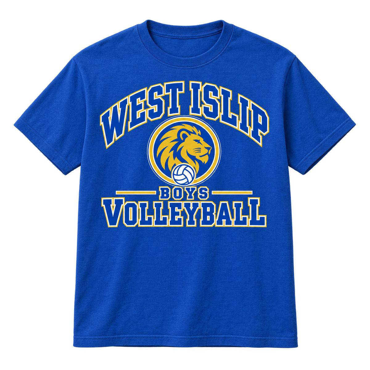 West Islip Boys Volleyball Varsity Crest Cotton Tee in Royal Blue