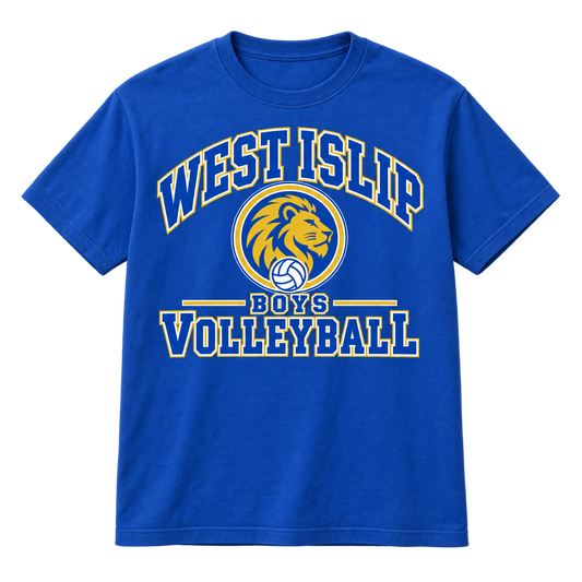 West Islip Boys Volleyball Varsity Crest Cotton Tee in Royal Blue