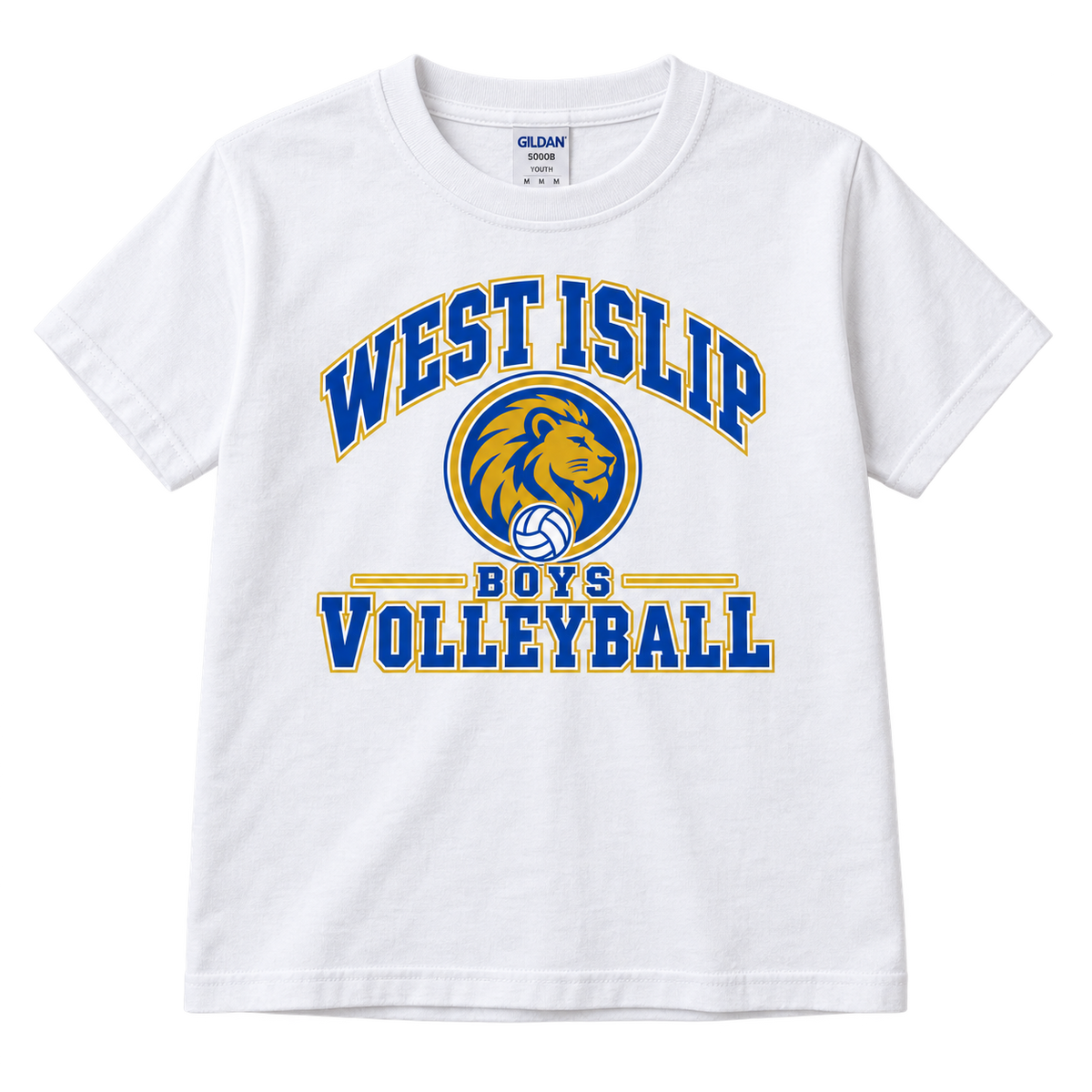 West Islip Boys Volleyball Varsity Crest Youth Cotton Tee in White
