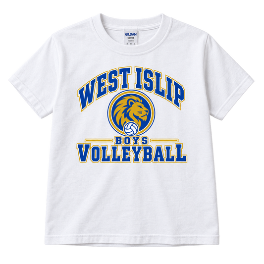 West Islip Boys Volleyball Varsity Crest Youth Cotton Tee in White