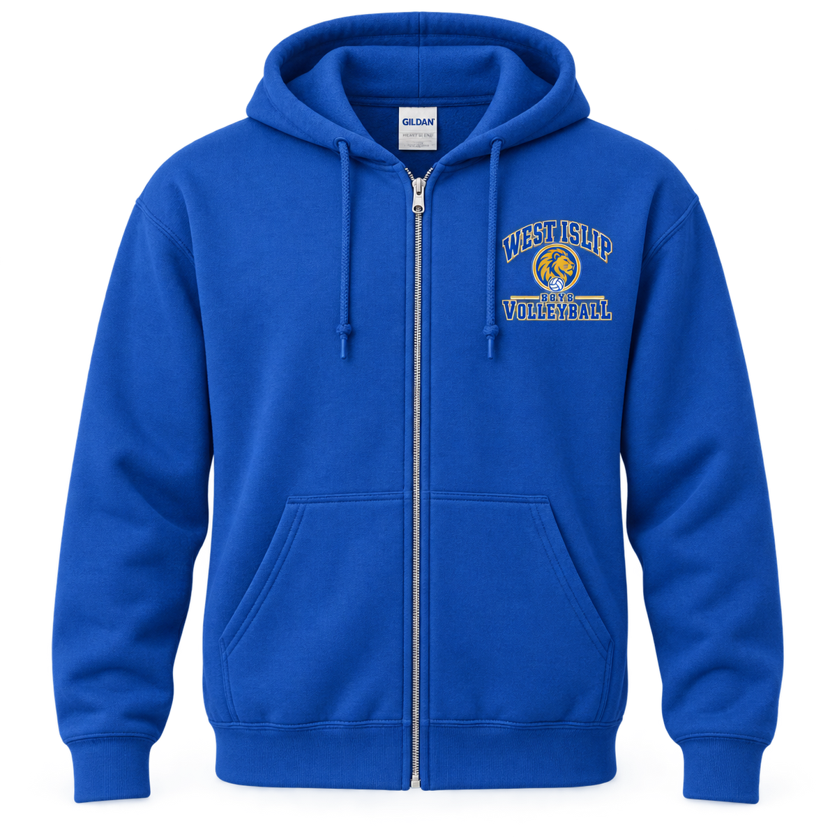 West Islip Boys Volleyball Varsity Crest Full-Zip Hoodie in Royal Blue