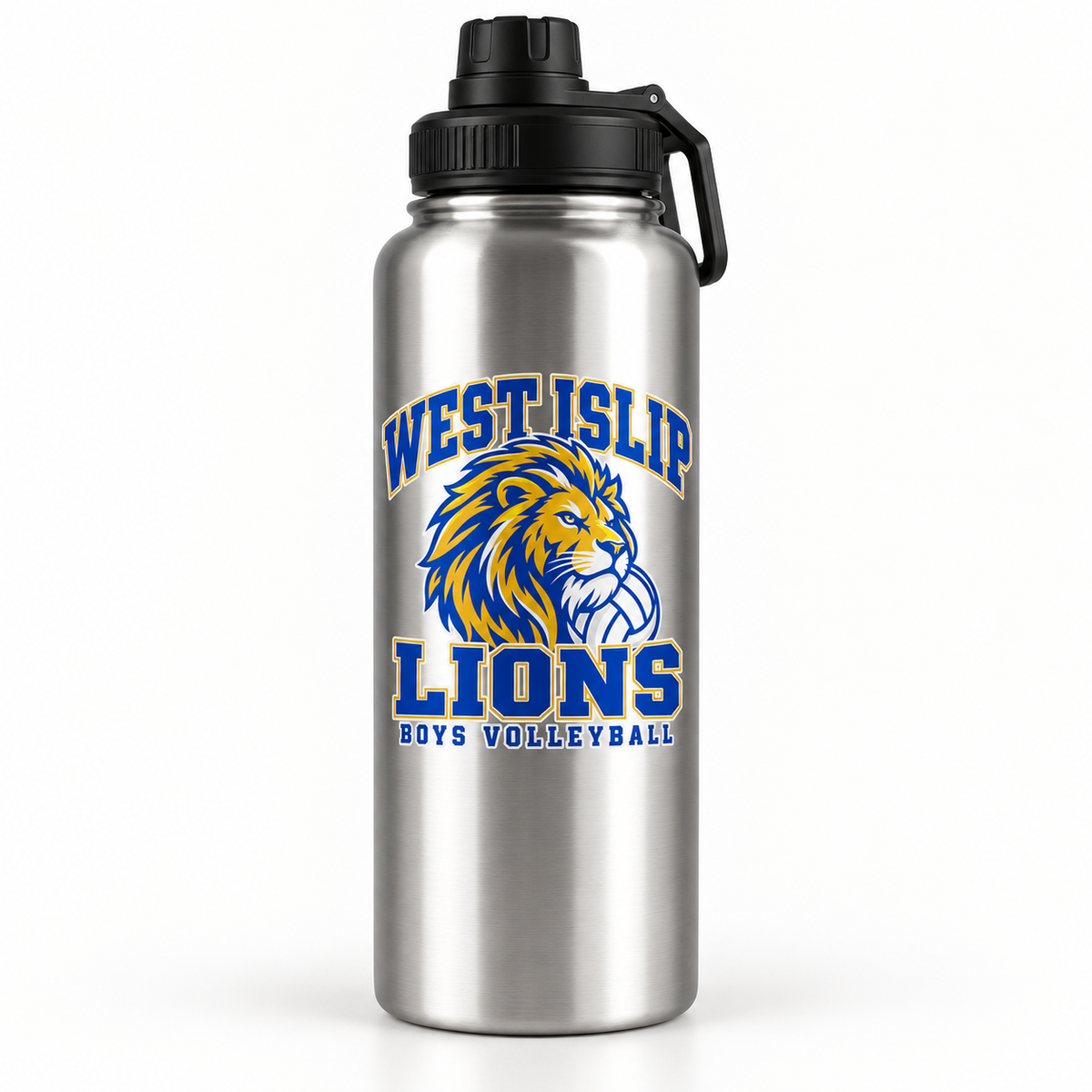West Islip Boys Volleyball Power Lion 32 oz Sport Water Bottle in Stainless Steel