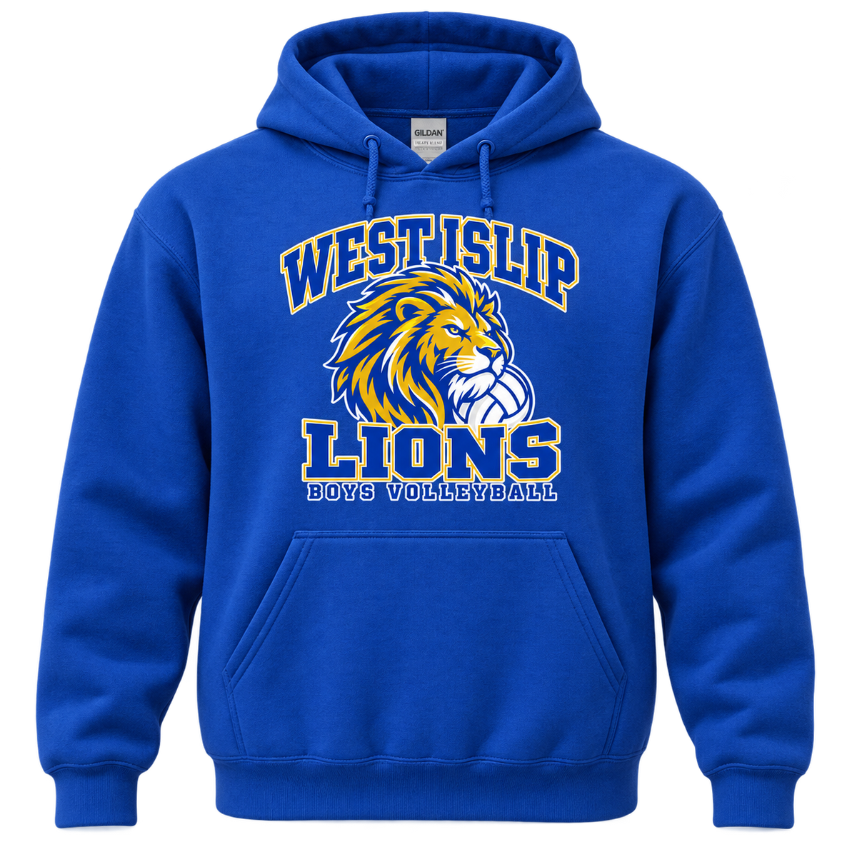 West Islip Boys Volleyball Power Lion Pullover Hoodie in Royal Blue