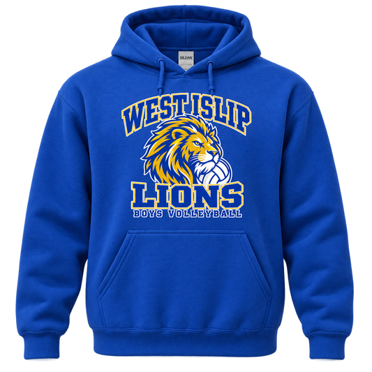 West Islip Boys Volleyball Power Lion Pullover Hoodie in Royal Blue