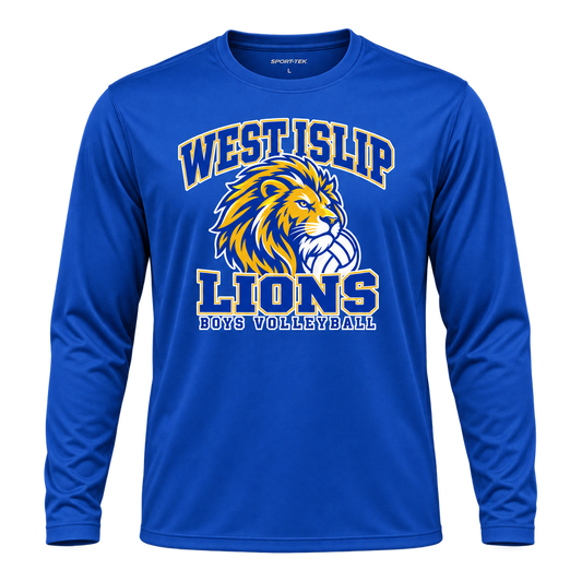 West Islip Boys Volleyball Power Lion Performance Long Sleeve in True Royal