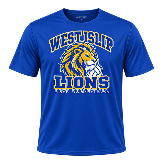 West Islip Boys Volleyball Power Lion Performance Tee in True Royal