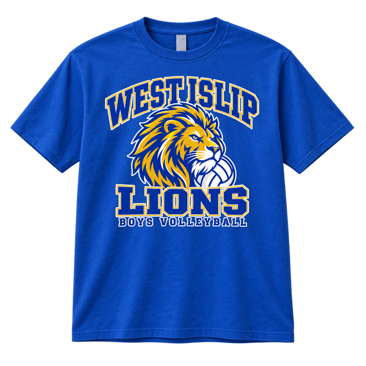 West Islip Boys Volleyball Power Lion Cotton Tee in Royal Blue