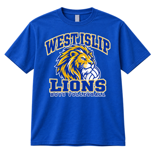 West Islip Boys Volleyball Power Lion Cotton Tee in Royal Blue