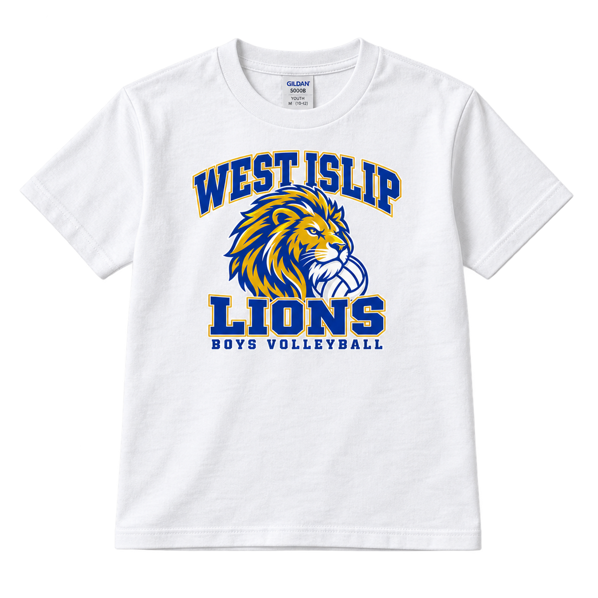 West Islip Boys Volleyball Power Lion Youth Cotton Tee in White