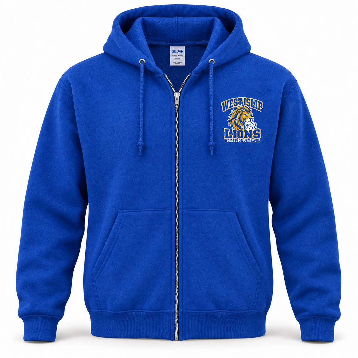 West Islip Boys Volleyball Power Lion Full-Zip Hoodie in Royal Blue