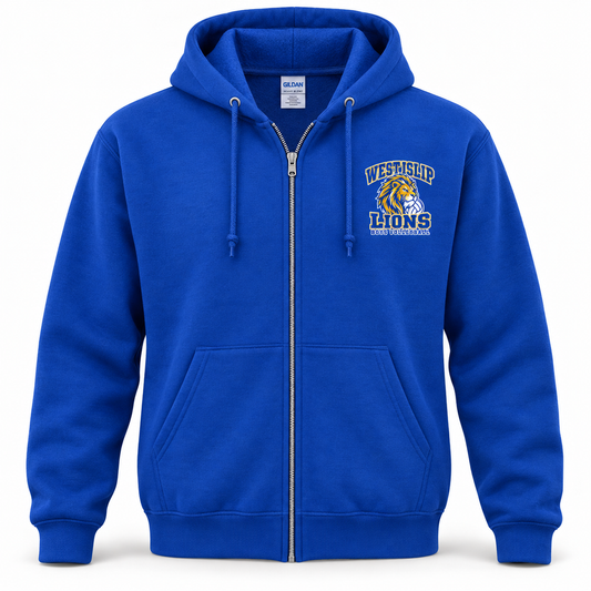 West Islip Boys Volleyball Power Lion Full-Zip Hoodie in Royal Blue