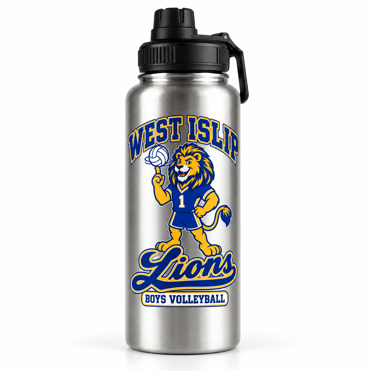 West Islip Boys Volleyball Rally Lion 32 oz Sport Water Bottle in Stainless Steel