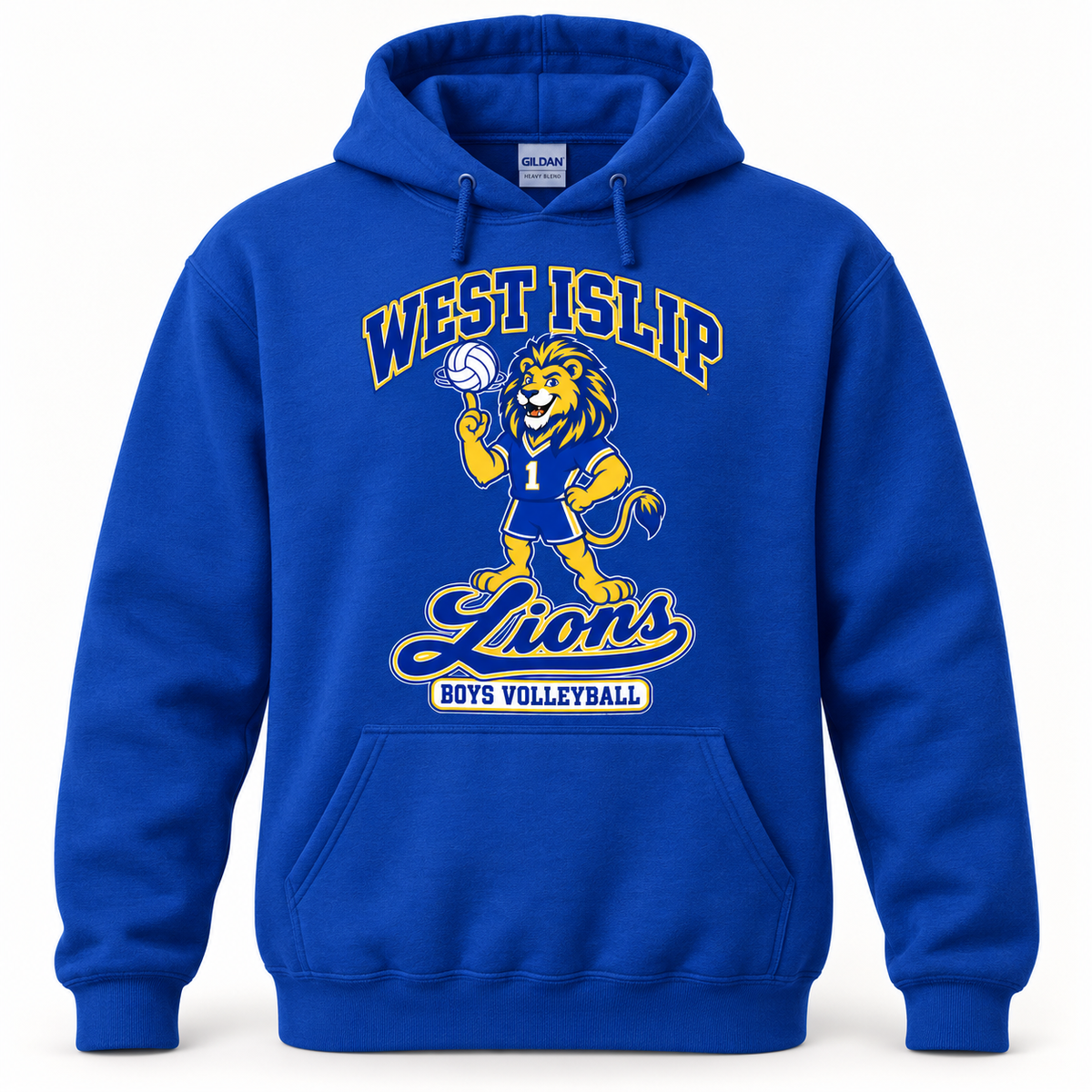 West Islip Boys Volleyball Rally Lion Pullover Hoodie in Royal Blue