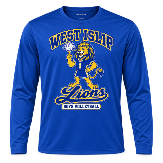 West Islip Boys Volleyball Rally Lion Performance Long Sleeve in True Royal