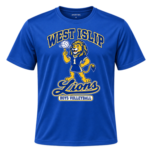 West Islip Boys Volleyball Rally Lion Performance Tee in True Royal