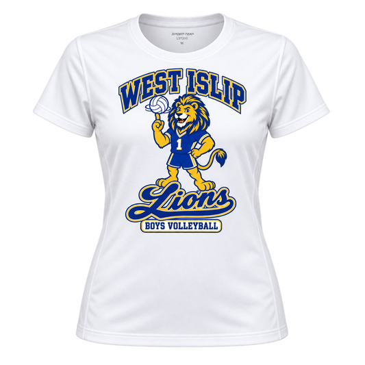 West Islip Boys Volleyball Rally Lion Women's Performance Tee in White
