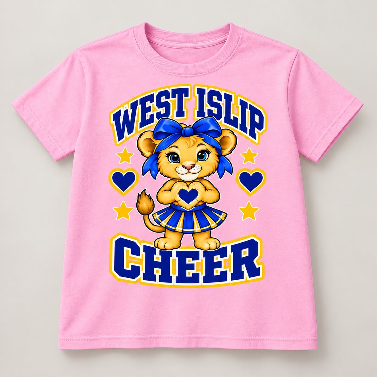 Pink West Islip Cheer Bow Heart T-shirt