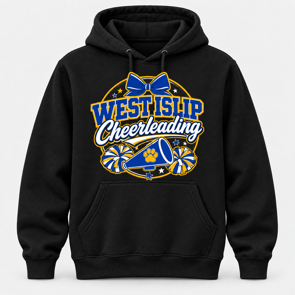 Black West Islip Cheerleading Bow & Megaphone Hoodie