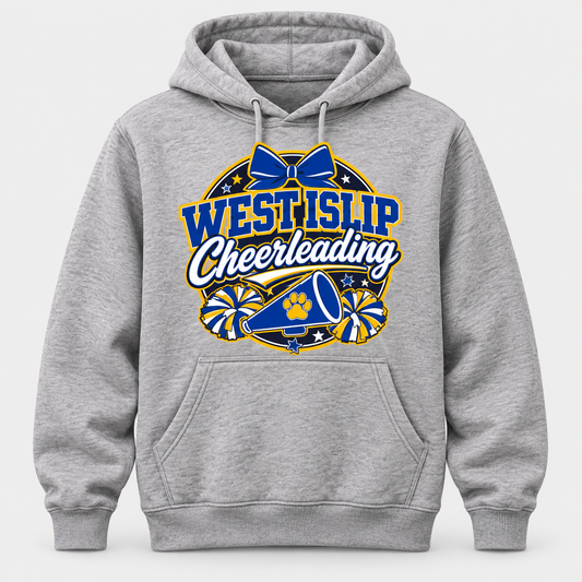 Heather Gray West Islip Cheerleading Bow & Megaphone Hoodie