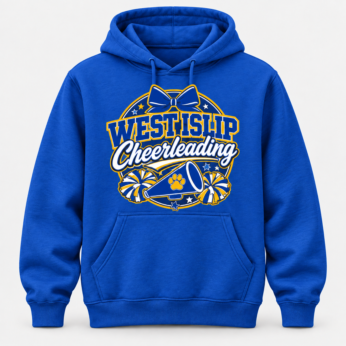 Royal Blue West Islip Cheerleading Bow & Megaphone Hoodie