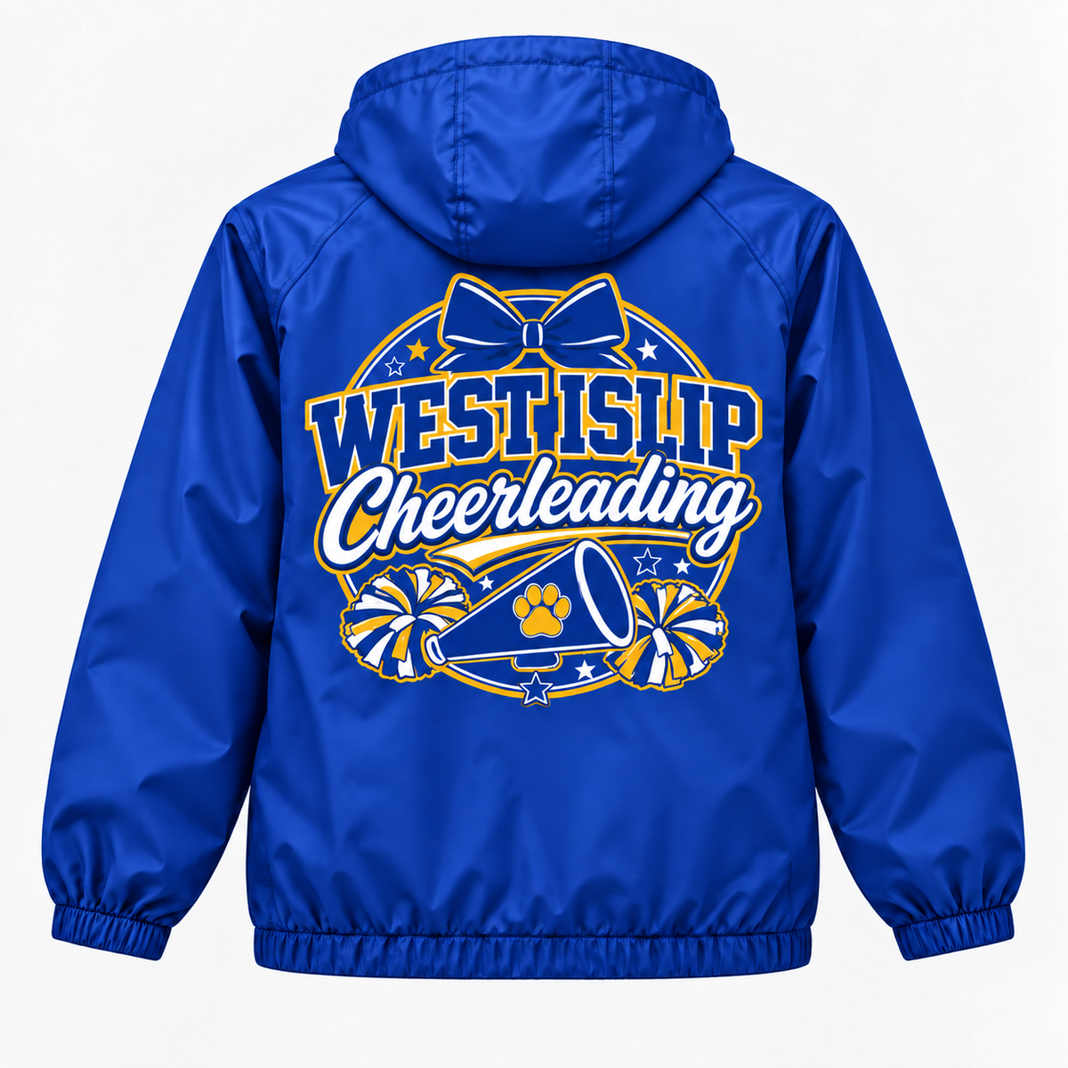 Royal Blue West Islip Cheerleading Full-Zip Windbreaker Back