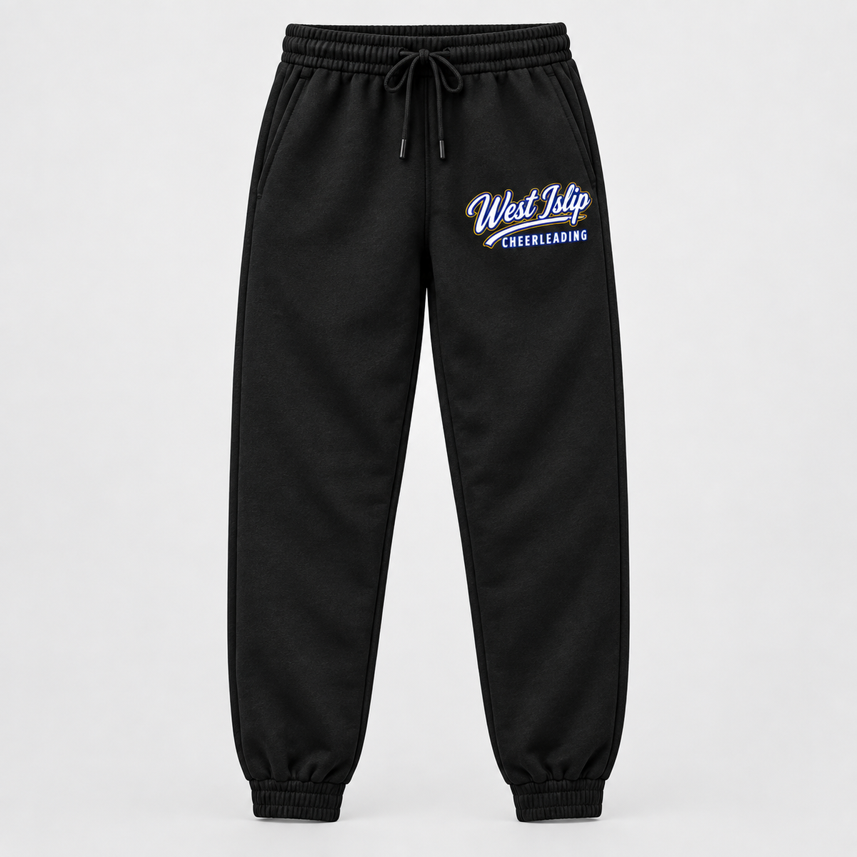 Black West Islip Cheerleading Script Joggers