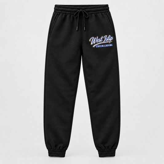 Black West Islip Cheerleading Script Joggers