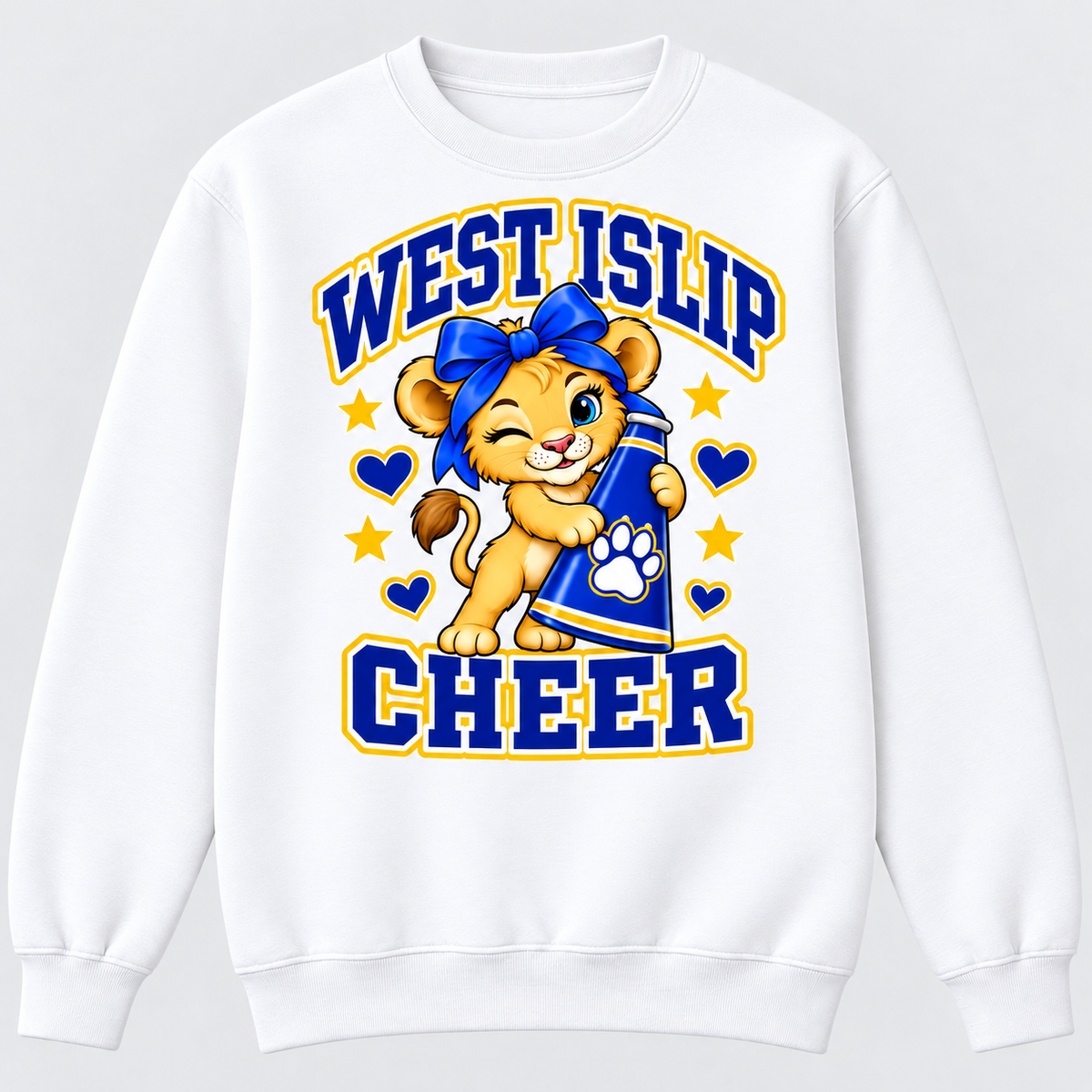 West Islip Cheer Megaphone Little Lion crewneck sweatshirt in White