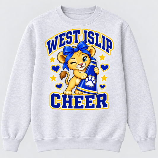 West Islip Cheer Megaphone Little Lion crewneck sweatshirt in Heather Gray