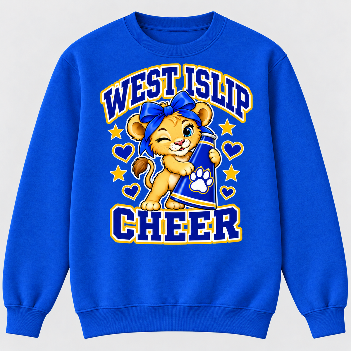 West Islip Cheer Megaphone Little Lion crewneck sweatshirt in Royal Blue